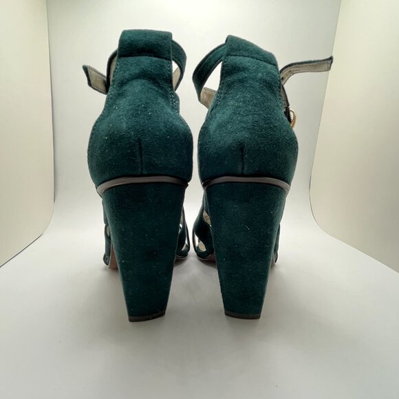 Steve Madden Green Suede Heeled Strappy Sandals Size 6M - Picture 5 of 10